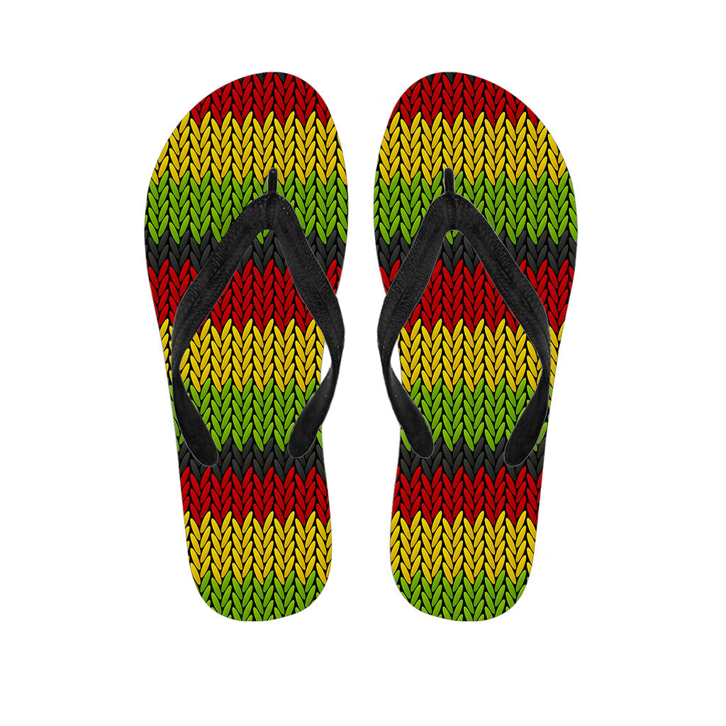 Knitted Style Reggae Pattern Print Flip Flops