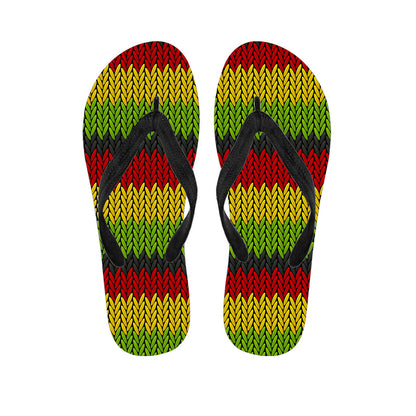 Knitted Style Reggae Pattern Print Flip Flops