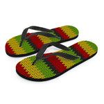Knitted Style Reggae Pattern Print Flip Flops