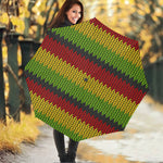 Knitted Style Reggae Pattern Print Foldable Umbrella