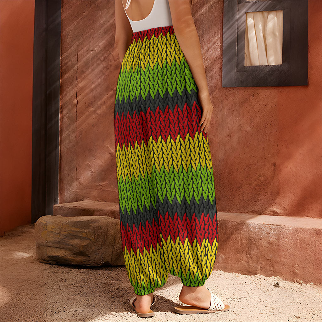Knitted Style Reggae Pattern Print Harem Pants
