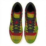 Knitted Style Reggae Pattern Print High Top Leather Sneakers