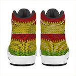 Knitted Style Reggae Pattern Print High Top Leather Sneakers