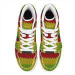 Knitted Style Reggae Pattern Print High Top Leather Sneakers