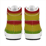 Knitted Style Reggae Pattern Print High Top Leather Sneakers
