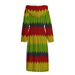 Knitted Style Reggae Pattern Print Hooded Bathrobe