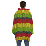 Knitted Style Reggae Pattern Print Hoodie Blanket