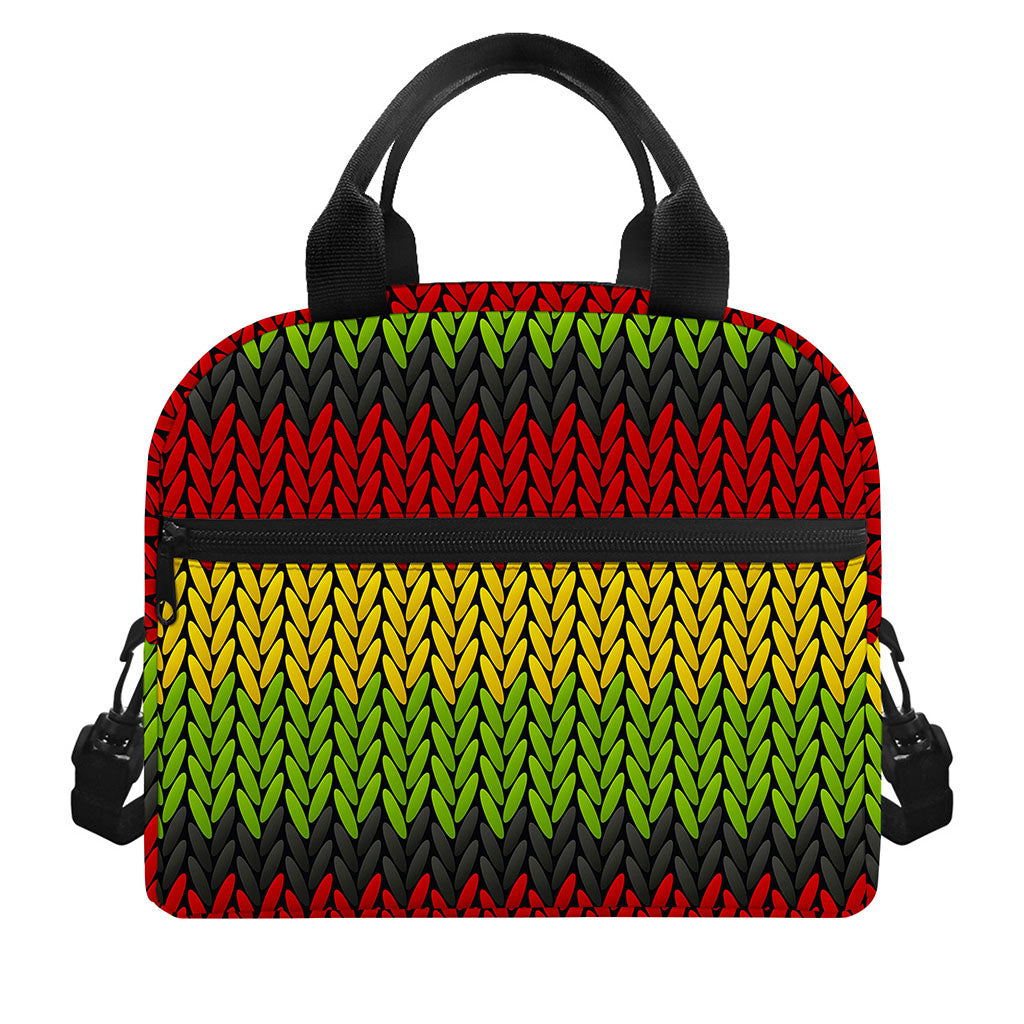 Knitted Style Reggae Pattern Print Insulated Lunch Bag