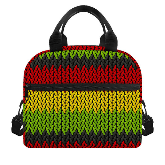 Knitted Style Reggae Pattern Print Insulated Lunch Bag
