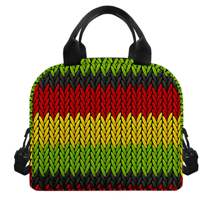 Knitted Style Reggae Pattern Print Insulated Lunch Bag