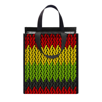 Knitted Style Reggae Pattern Print Insulated Lunch Tote