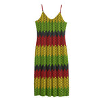 Knitted Style Reggae Pattern Print Jersey Midi Cami Dress