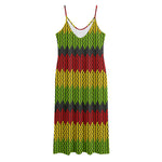 Knitted Style Reggae Pattern Print Jersey Midi Cami Dress