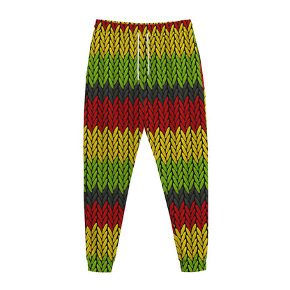 Knitted Style Reggae Pattern Print Jogger Pants