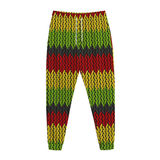 Knitted Style Reggae Pattern Print Jogger Pants