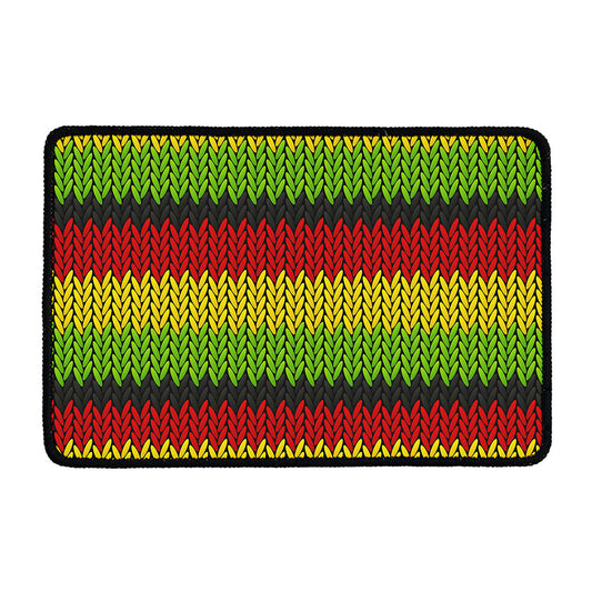 Knitted Style Reggae Pattern Print Kitchen Mat