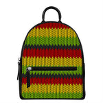 Knitted Style Reggae Pattern Print Leather Backpack