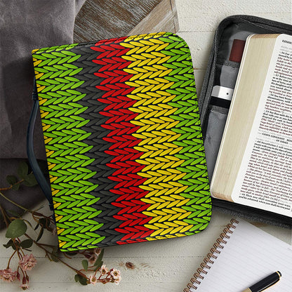 Knitted Style Reggae Pattern Print Leather Bible Cover