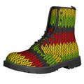 Knitted Style Reggae Pattern Print Lace-Up Boots