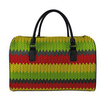 Knitted Style Reggae Pattern Print Leather Duffle Bag