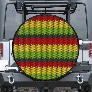 Knitted Style Reggae Pattern Print Leather Spare Tire Cover