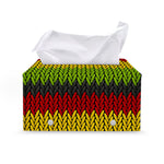 Knitted Style Reggae Pattern Print Leather Tissue Box Cover