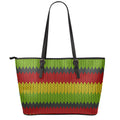 Knitted Style Reggae Pattern Print Leather Tote Bag With Zipper
