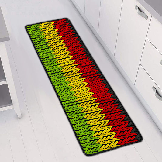 Knitted Style Reggae Pattern Print Long Kitchen Mat