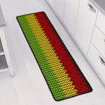 Knitted Style Reggae Pattern Print Long Kitchen Mat