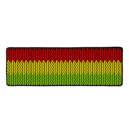 Knitted Style Reggae Pattern Print Long Kitchen Mat