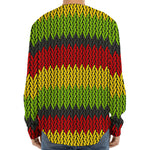 Knitted Style Reggae Pattern Print Long Sleeve Baseball Jersey