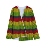 Knitted Style Reggae Pattern Print Long Sleeve Short Coat