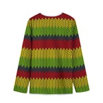 Knitted Style Reggae Pattern Print Long Sleeve Short Coat