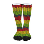 Knitted Style Reggae Pattern Print Long Socks