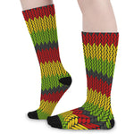 Knitted Style Reggae Pattern Print Long Socks