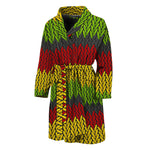 Knitted Style Reggae Pattern Print Men's Bathrobe
