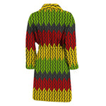 Knitted Style Reggae Pattern Print Men's Bathrobe