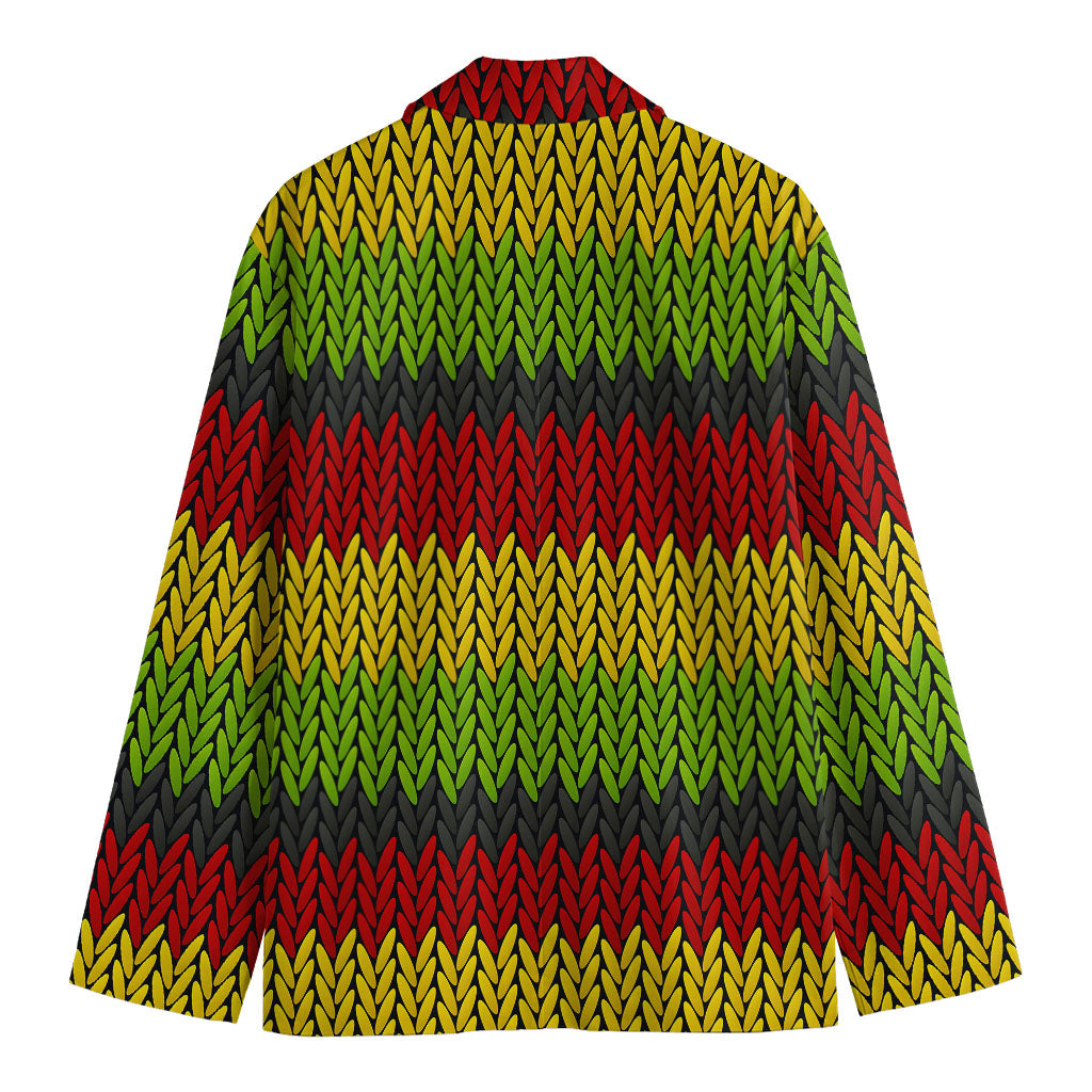 Knitted Style Reggae Pattern Print Men's Blazer