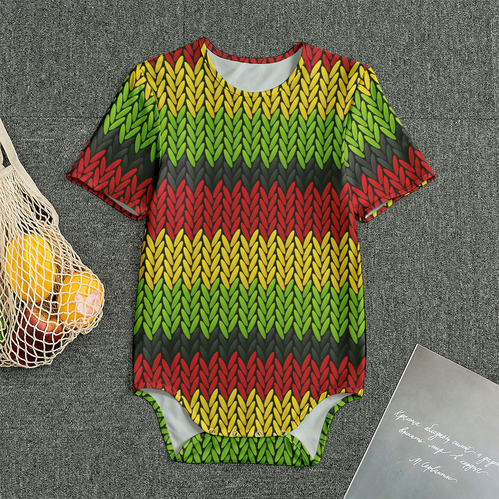Knitted Style Reggae Pattern Print Men's Bodysuit