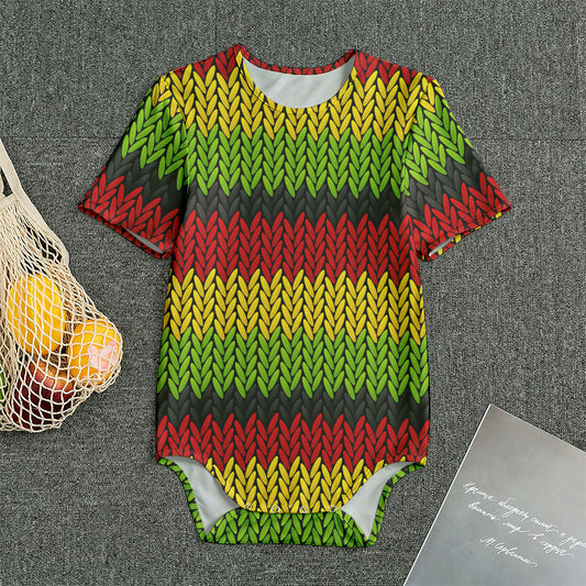 Knitted Style Reggae Pattern Print Men's Bodysuit