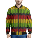 Knitted Style Reggae Pattern Print Men's Bomber Jacket