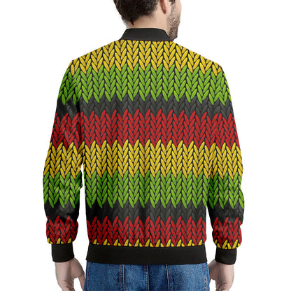Knitted Style Reggae Pattern Print Men's Bomber Jacket