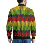 Knitted Style Reggae Pattern Print Men's Bomber Jacket