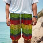 Knitted Style Reggae Pattern Print Men's Cargo Shorts