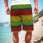 Knitted Style Reggae Pattern Print Men's Cargo Shorts