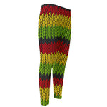 Knitted Style Reggae Pattern Print Men's Compression Pants