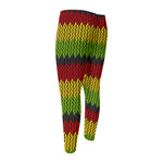Knitted Style Reggae Pattern Print Men's Compression Pants
