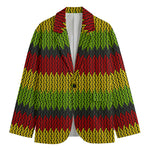 Knitted Style Reggae Pattern Print Men's Cotton Blazer