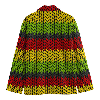 Knitted Style Reggae Pattern Print Men's Cotton Blazer