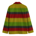 Knitted Style Reggae Pattern Print Men's Cotton Blazer